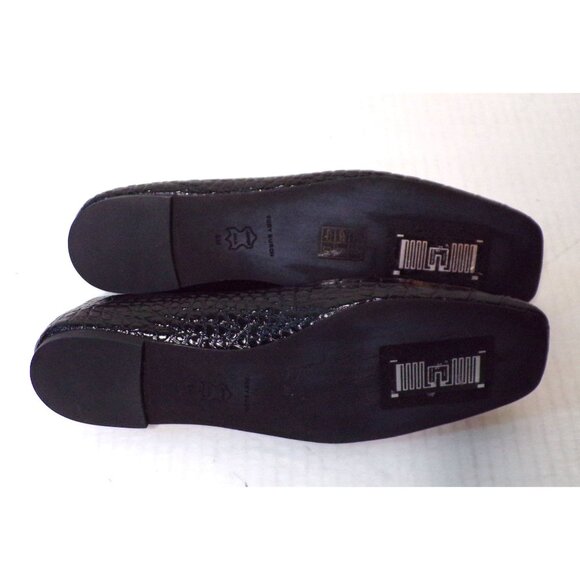 🆕TORY BURCH Croc Embossed Logo Ballet Flats Shoes Black 9 - Picture 10 of 10